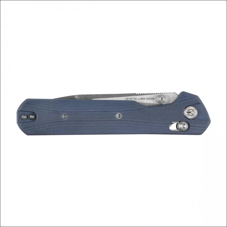Sulankstomas peilis KNIVESPL The First Sandvik 14C28N, mėlynas G10, Stonewashed/Satin