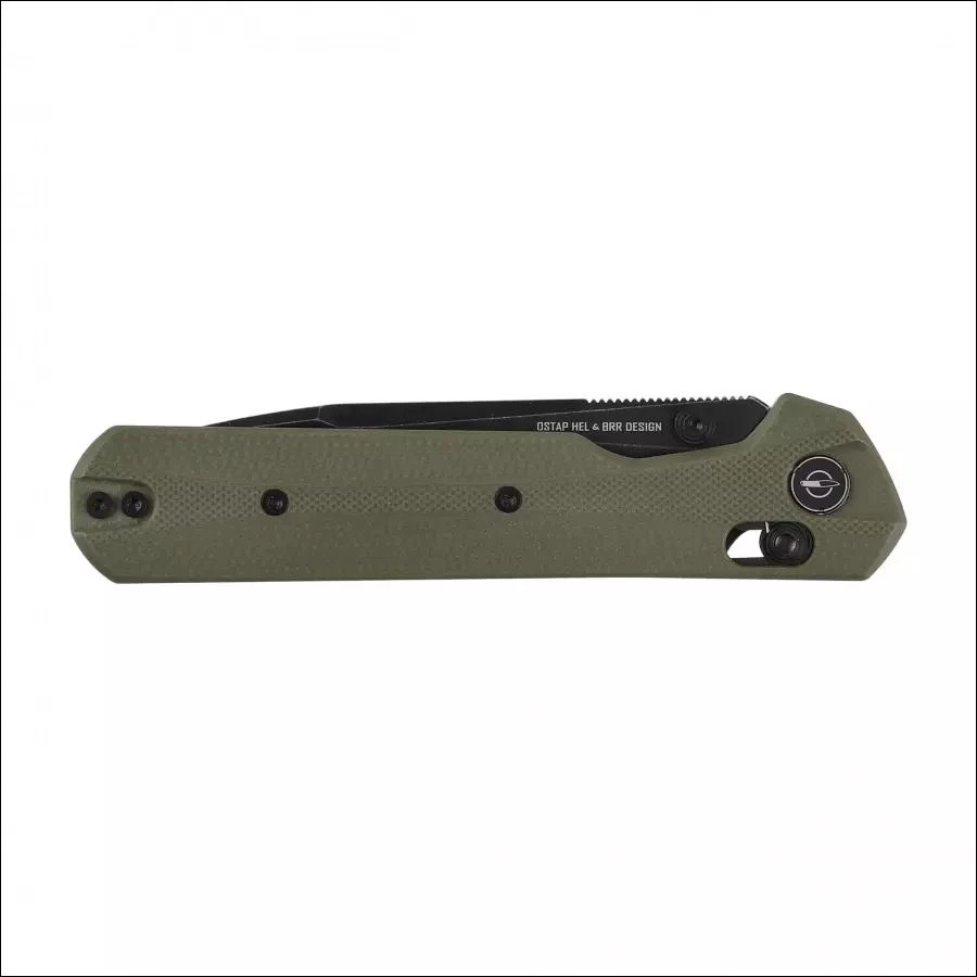 Sulankstomas peilis KNIVESPL The First Sandvik 14C28N, žalias G10, juoda PVD danga