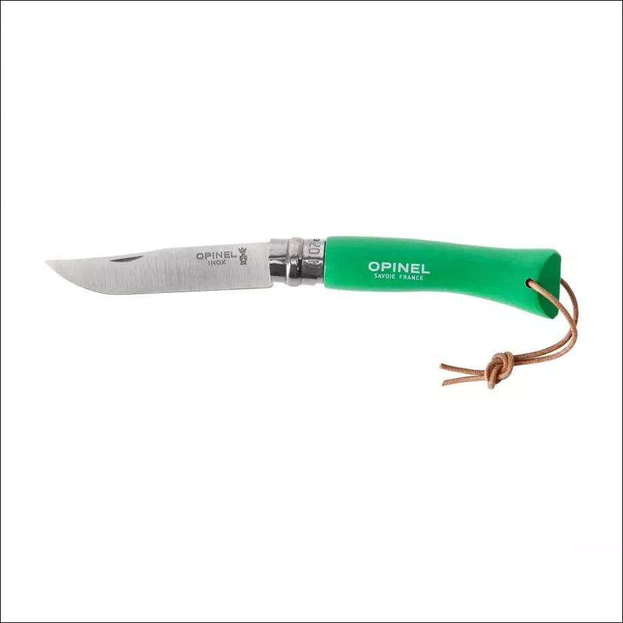 Opinel France Peilis Opinel Colorama 07 Inox Grab, žalias, su dirželiu