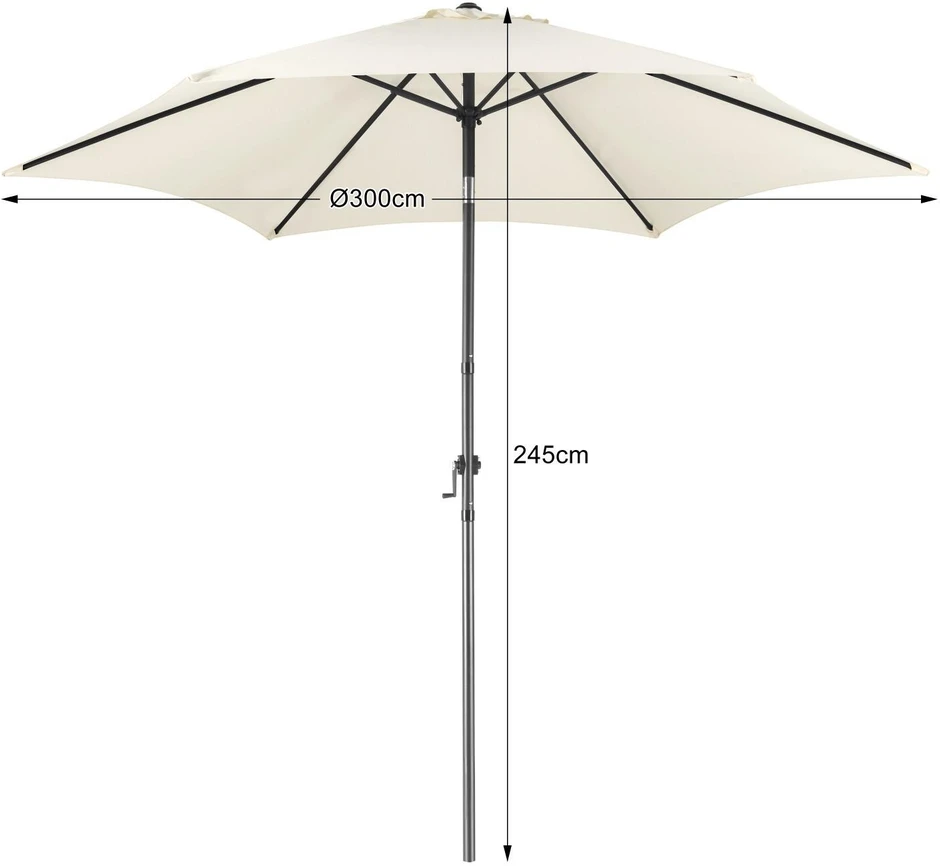 Sulankstomas reguliuojamas smėlio spalvos sodo ir balkono skėtis Bauerkraft, 300 cm, UV 50