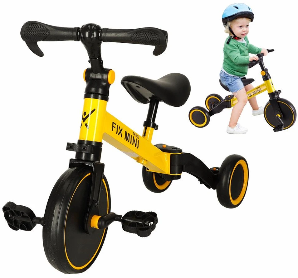 Trike Fix Mini krosinis triratukas 3in1 su pedalais geltonas