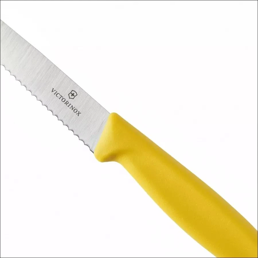 Virtuvinis peilis steikui ir picai Victorinox Swiss Classic 6.7238.C1 dantytais ašmenimis, geltonas