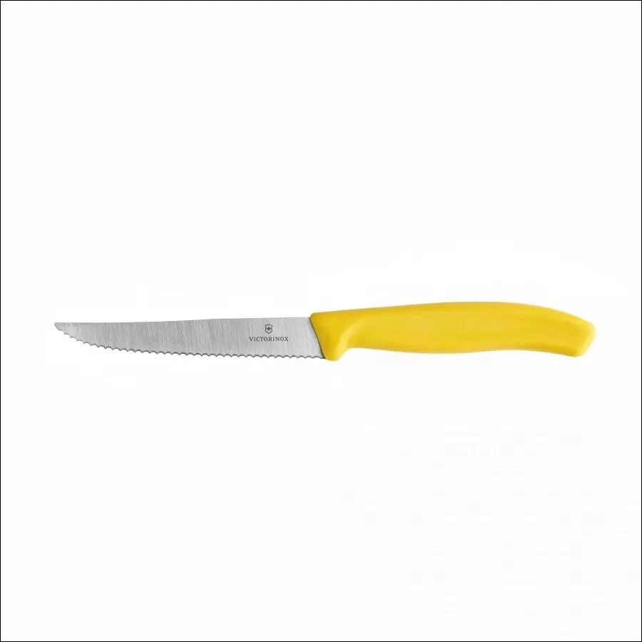 Virtuvinis peilis steikui ir picai Victorinox Swiss Classic 6.7238.C1 dantytais ašmenimis, geltonas