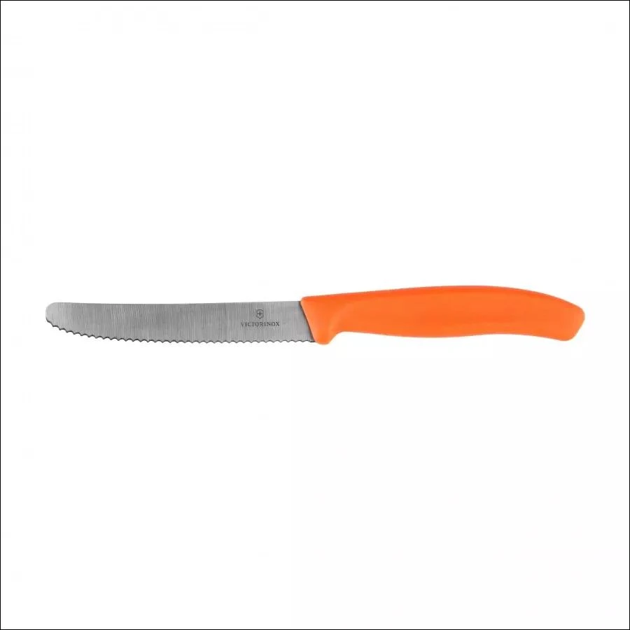 Virtuvinis peilis Victorinox Swiss Classic 6.7839.C1 dantytas, suapvalintu galiuku, oranžinis