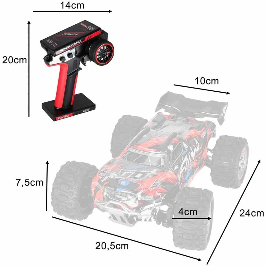 WLToys 184008 1:18 4WD bešepetėlinis RC automobilis su LED, 60 km/h, RTR