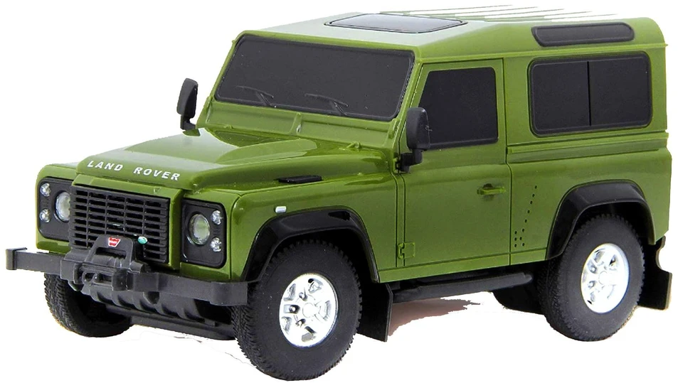 Žalias nuotoliniu būdu valdomas „Land Rover Defender“ automobilio modelis RASTAR 78500, 1:24