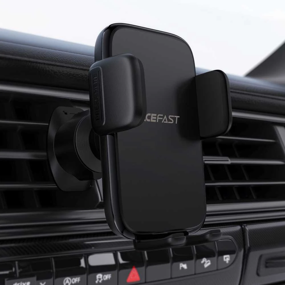 Acefast D27 Auto Gaisa Ventilācijas Telefonu Turētājs 4.5 - 6.7 Ierīcēm Universāls Klips Montāža 360° Rotācija Melns