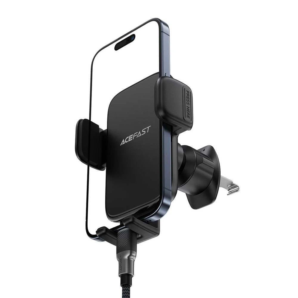 Acefast D27 Auto Gaisa Ventilācijas Telefonu Turētājs 4.5 - 6.7 Ierīcēm Universāls Klips Montāža 360° Rotācija Melns