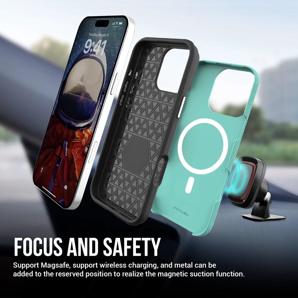 Dėklas Perfectionists Triangle Mag Case Apple iPhone 14 Pro Max žalias