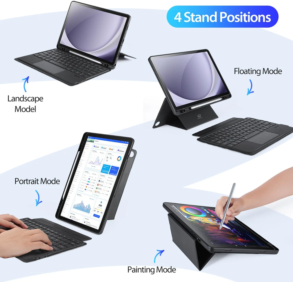Dėklas su klaviatūra Dux Ducis DK Samsung X210/X215/X216 Tab A9 Plus 11.0/X230/X235/X236 Tab A11 Plus 11.0 juodas