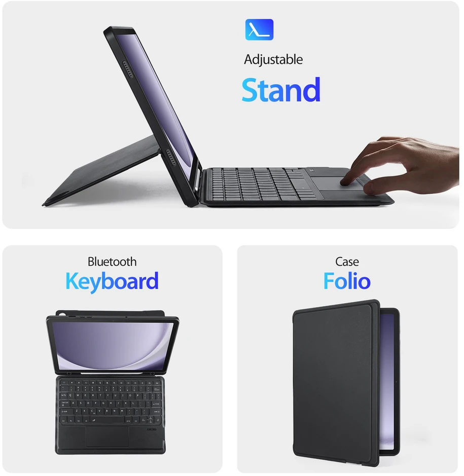 Dėklas su klaviatūra Dux Ducis DK Samsung X210/X215/X216 Tab A9 Plus 11.0/X230/X235/X236 Tab A11 Plus 11.0 juodas