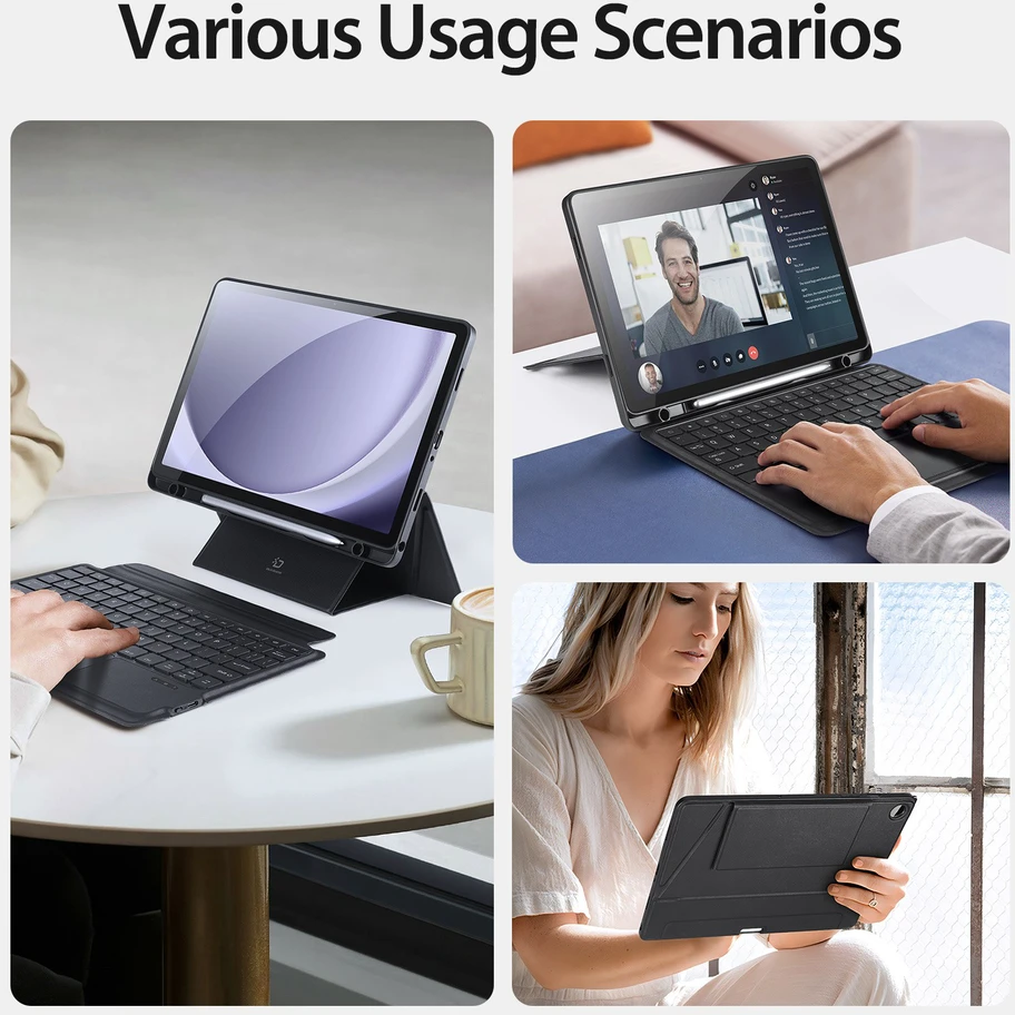 Dėklas su klaviatūra Dux Ducis DK Samsung X210/X215/X216 Tab A9 Plus 11.0/X230/X235/X236 Tab A11 Plus 11.0 juodas