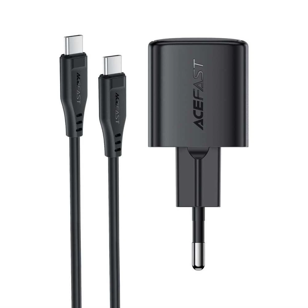 Įkroviklis Acefast A118 30W GaN USB-C + USB-C to USB-C cable 1.2m juodas