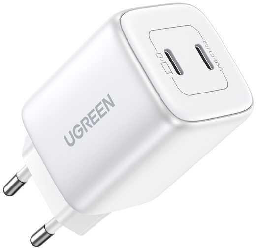 GaN 2 x USB-C 45W QC PD Ugreen CD294 greitasis įkroviklis - baltas