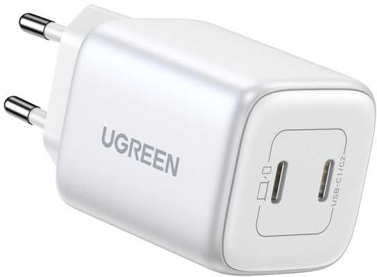 GaN 2 x USB-C 45W QC PD Ugreen CD294 greitasis įkroviklis - baltas