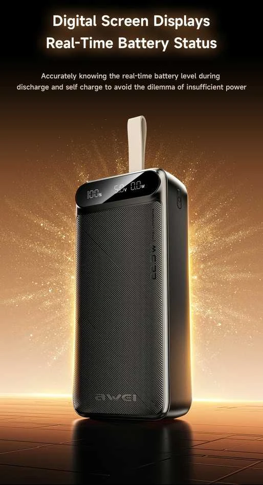 AWEI PowerBank PA-12 30000mAh 22.5W juodos spalvos