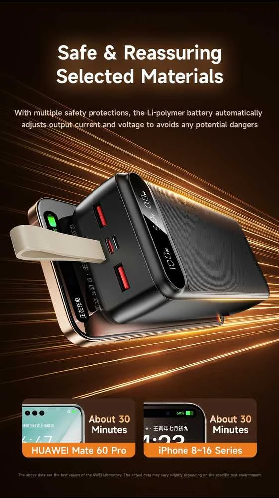 AWEI PowerBank PA-12 30000mAh 22.5W juodos spalvos