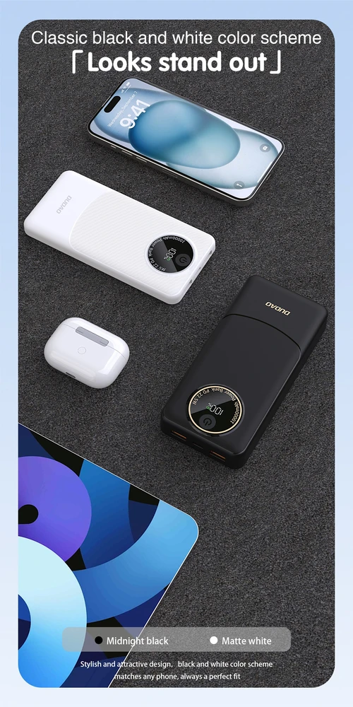 Išorinė baterija Power Bank Dudao K12 22.5W 10000mAh juoda