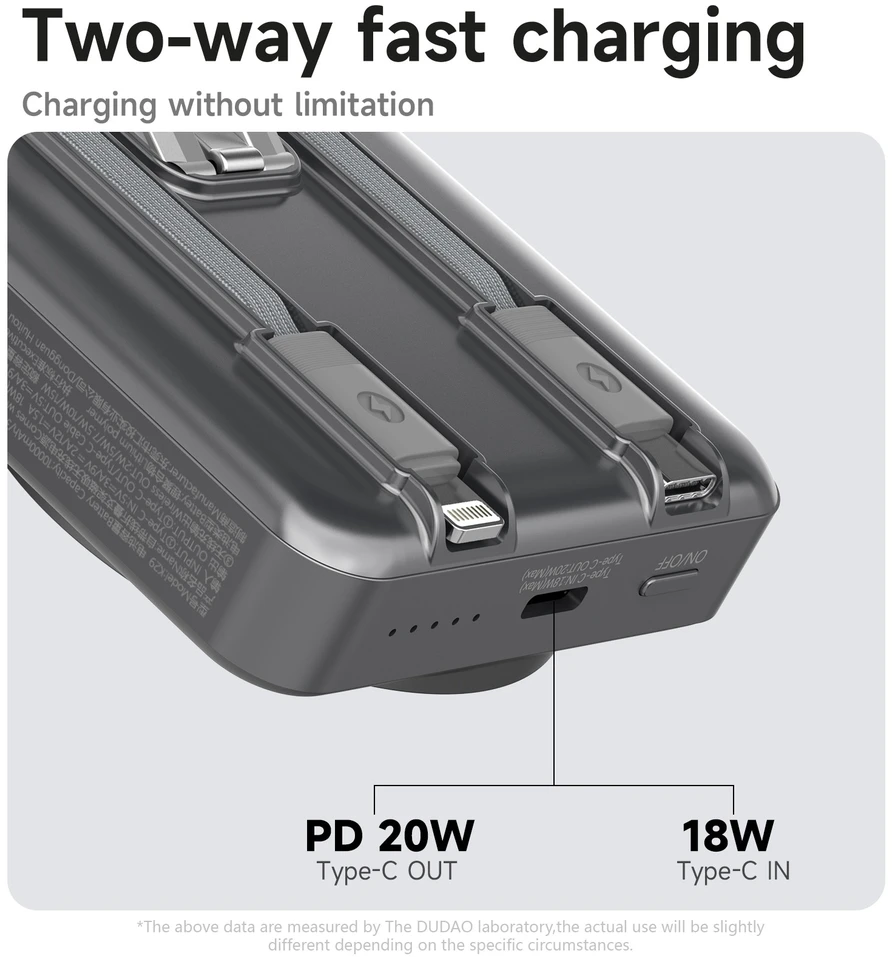 Išorinė baterija Power Bank Dudao K29 MagSafe 20W 10000mAh pilkas