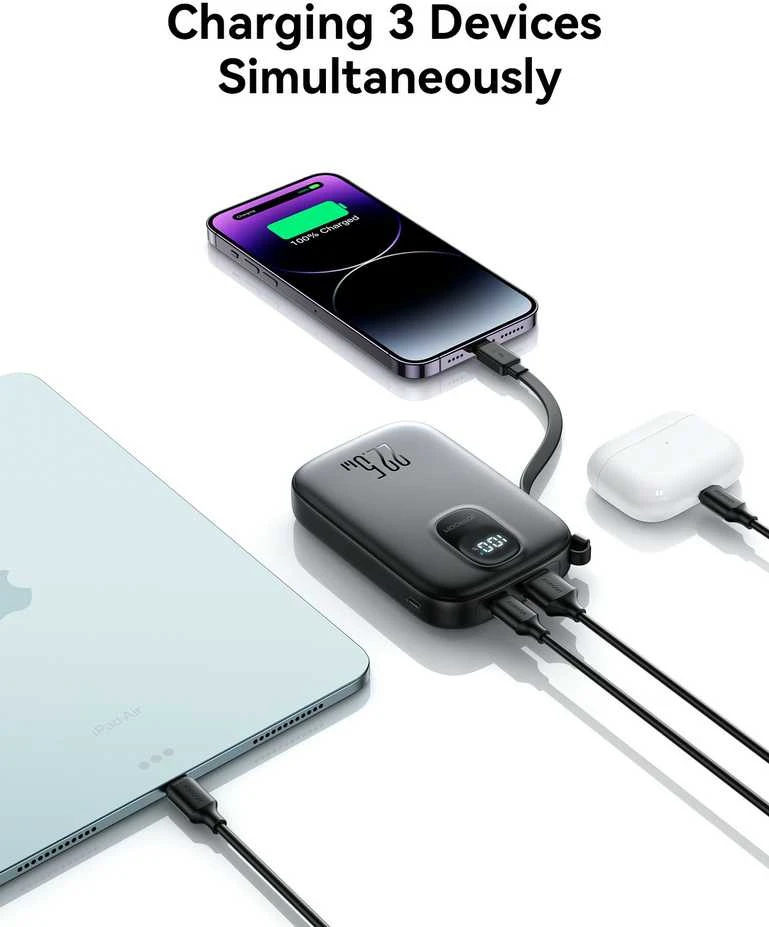 Išorinė baterija Power Bank Joyroom JR-PBF18 22.5W with Lightning cable 10000mAh juoda