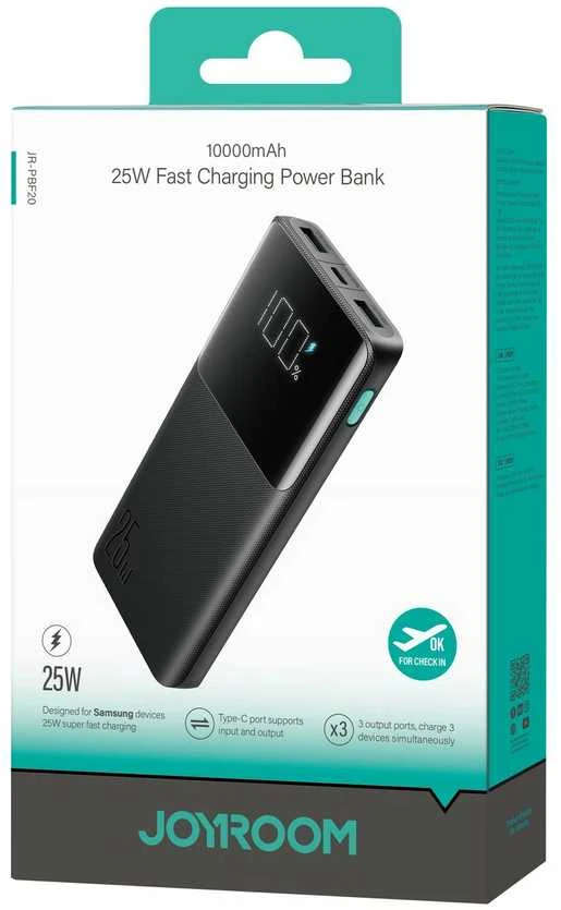 Išorinė baterija Power Bank Joyroom JR-PBF20 22.5W 10000mAh juoda