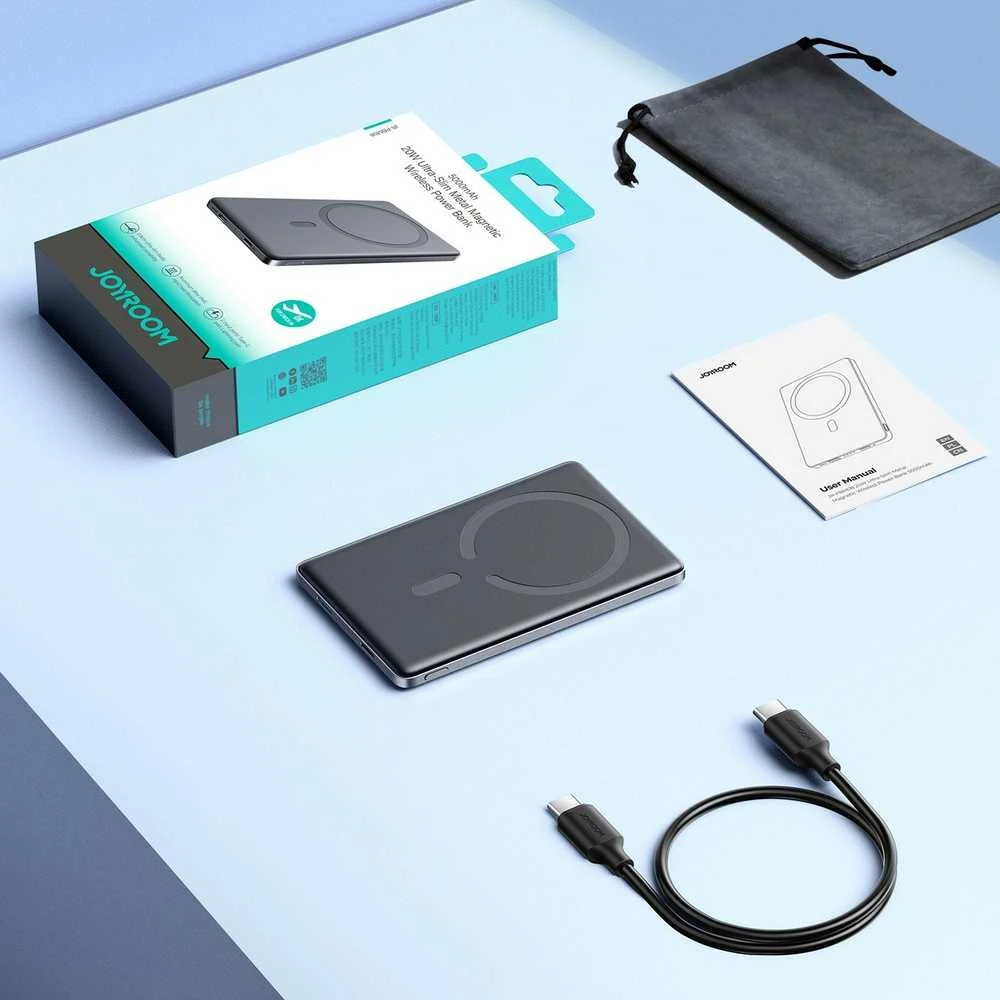 Powerbank Joyroom JR-PBM08 5000mAh 20W su belaidžiu įkrovimu – pilkos spalvos