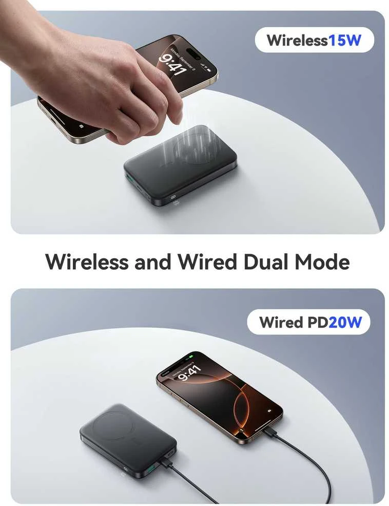 Išorinė baterija Power Bank Joyroom JR-PBM12 22.5W Magnetic Wireless 10000mAh juoda