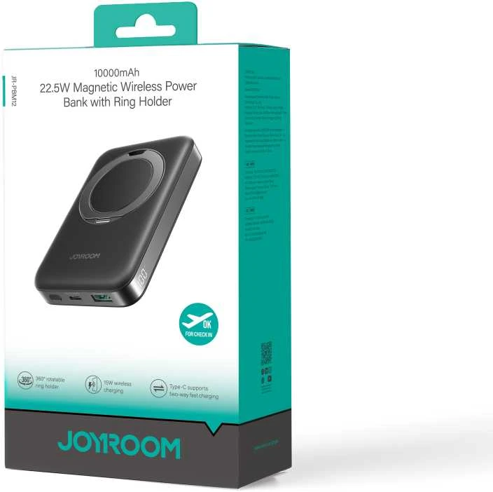 Išorinė baterija Power Bank Joyroom JR-PBM12 22.5W Magnetic Wireless 10000mAh juoda