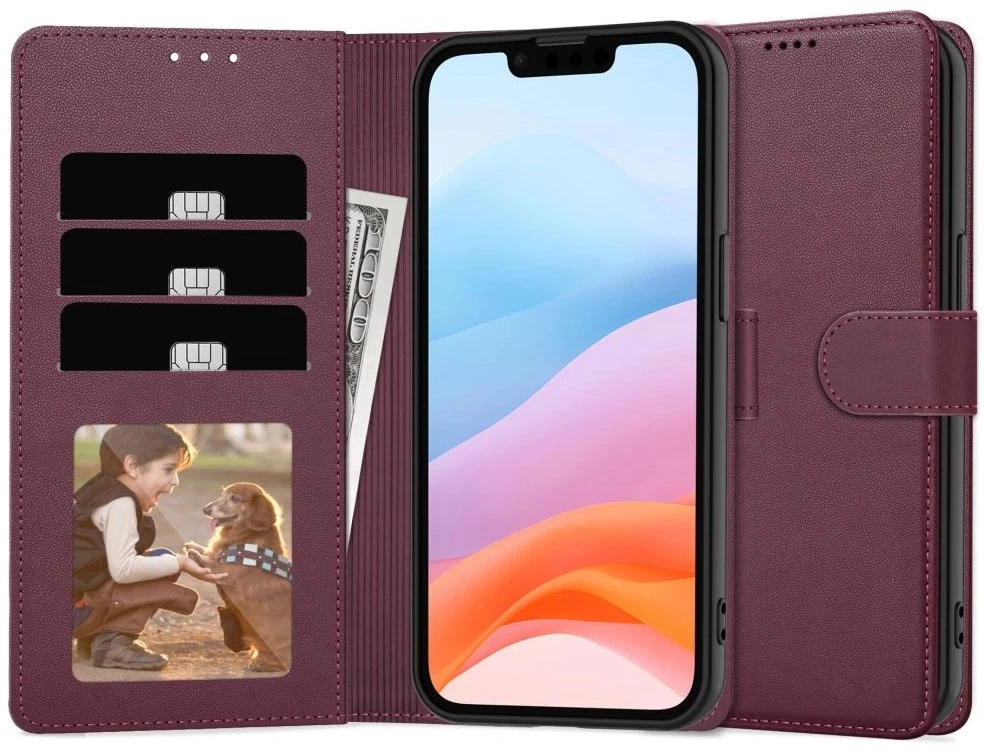 Reach Dėklas Fancy Wallet Xiaomi Redmi 15C 4G/5G/Poco C85 4G/5G tamsiai raudonas