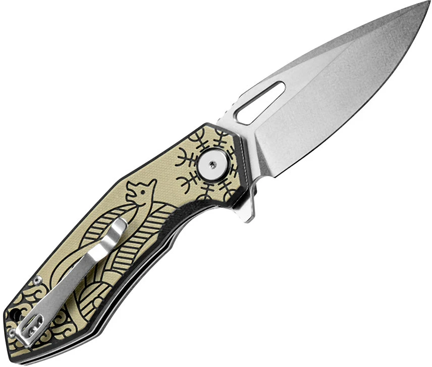 M-TAC Type 12 Scandinavian Stonewash sulankstomas peilis, juodas / alyvuogių, 8,5 cm geležte