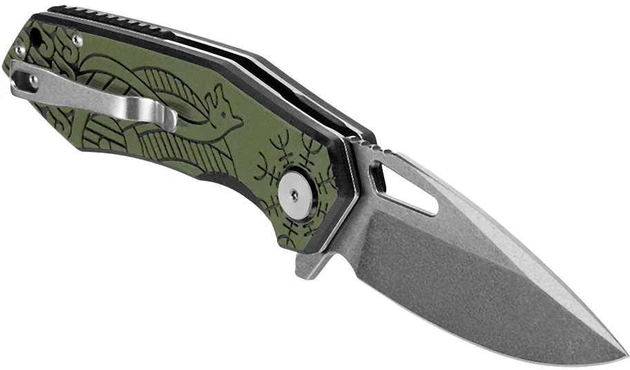 M-TAC Type 12 Scandinavian Stonewash sulankstomas peilis, juodas / alyvuogių, 8,5 cm geležte