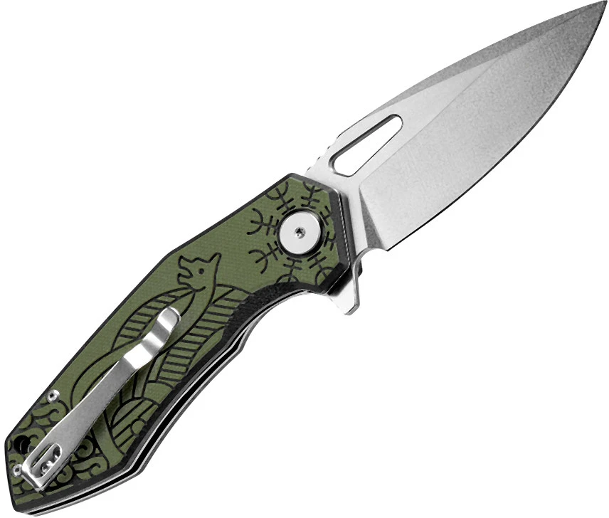 M-TAC Type 12 Scandinavian Stonewash sulankstomas peilis, juodas / alyvuogių, 8,5 cm geležte