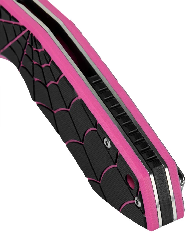 M-TAC Type 12 Spider Web sulankstomas peilis, juodas / rožinis / plieno spalvos, 8 cm geležte