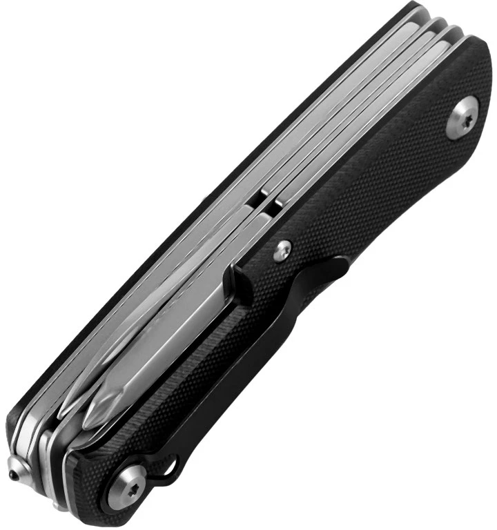 M-TAC Type 9 6-in-1 sulankstomas peilis, juodas / plieno spalvos, 6 funkcijos