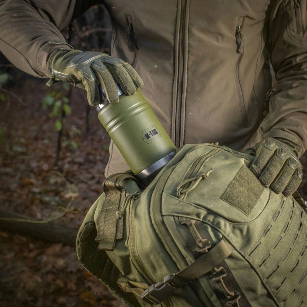 M-Tac maisto termosas su sulankstomu šaukštu 750 ml Olive