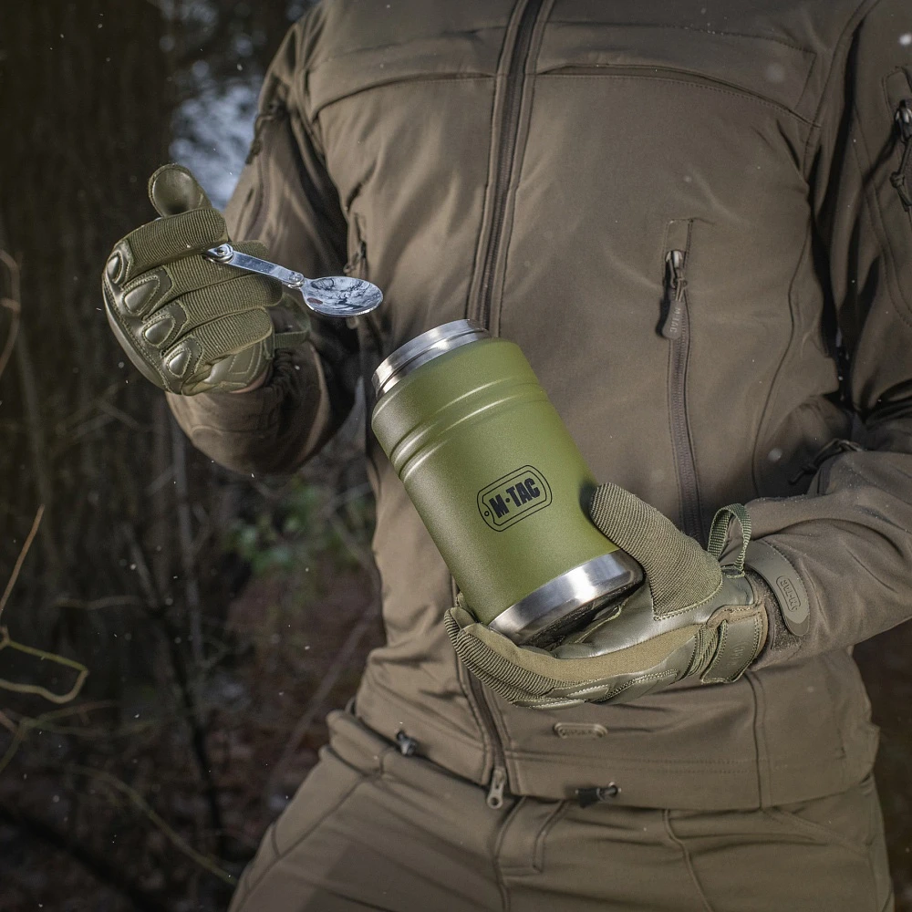 M-Tac maisto termosas su sulankstomu šaukštu 750 ml Olive