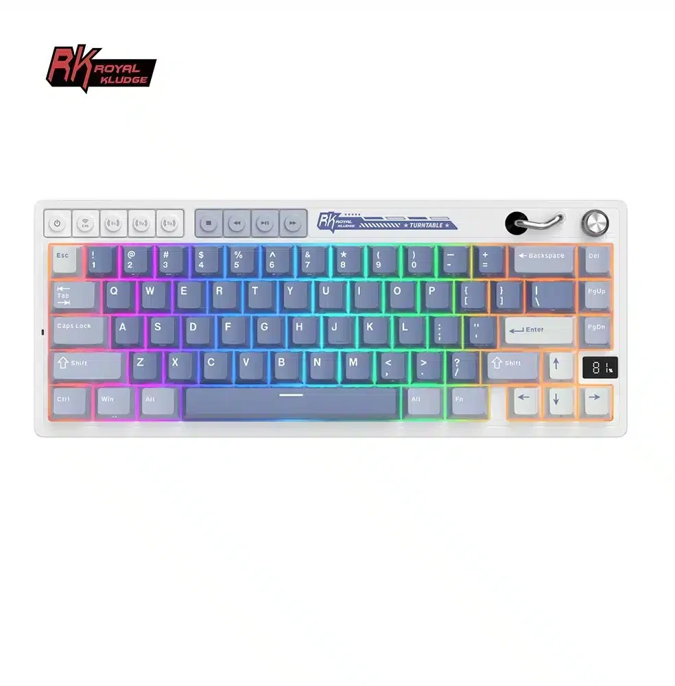 Royal Kludge M65 RGB Ocean Mėlyna belaidė klaviatūra | 60%, Hot-swap, rusvai gelsvas switches, US