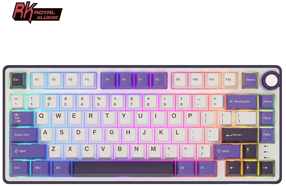Royal Kludge RK R75 RGB Blackberry laidinė klaviatūra | 75%, Hot-swap, Mėlyna switches, US