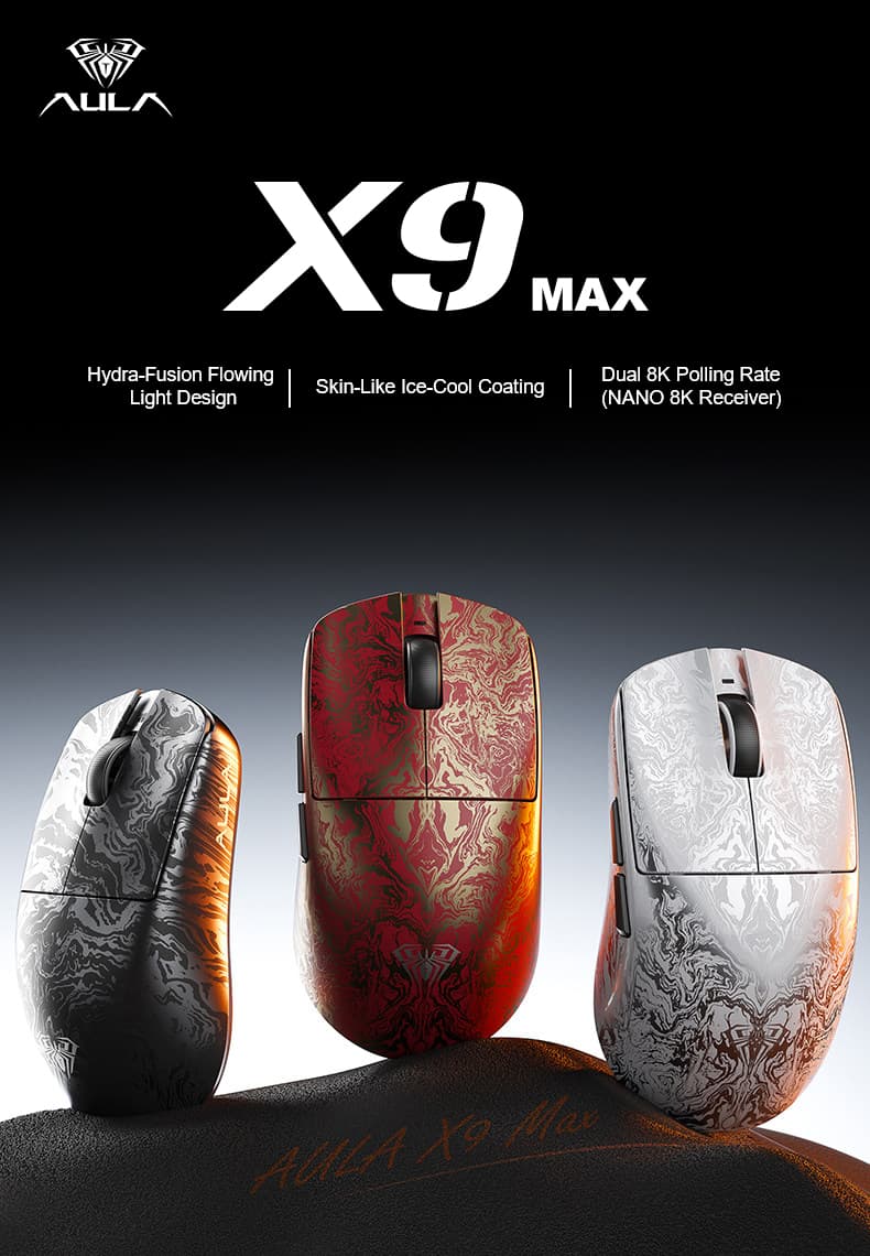 Bevielė Žaidimų Pelė AULA X9 MAX (Balta) aprašymas - Prekės nuotrauka
