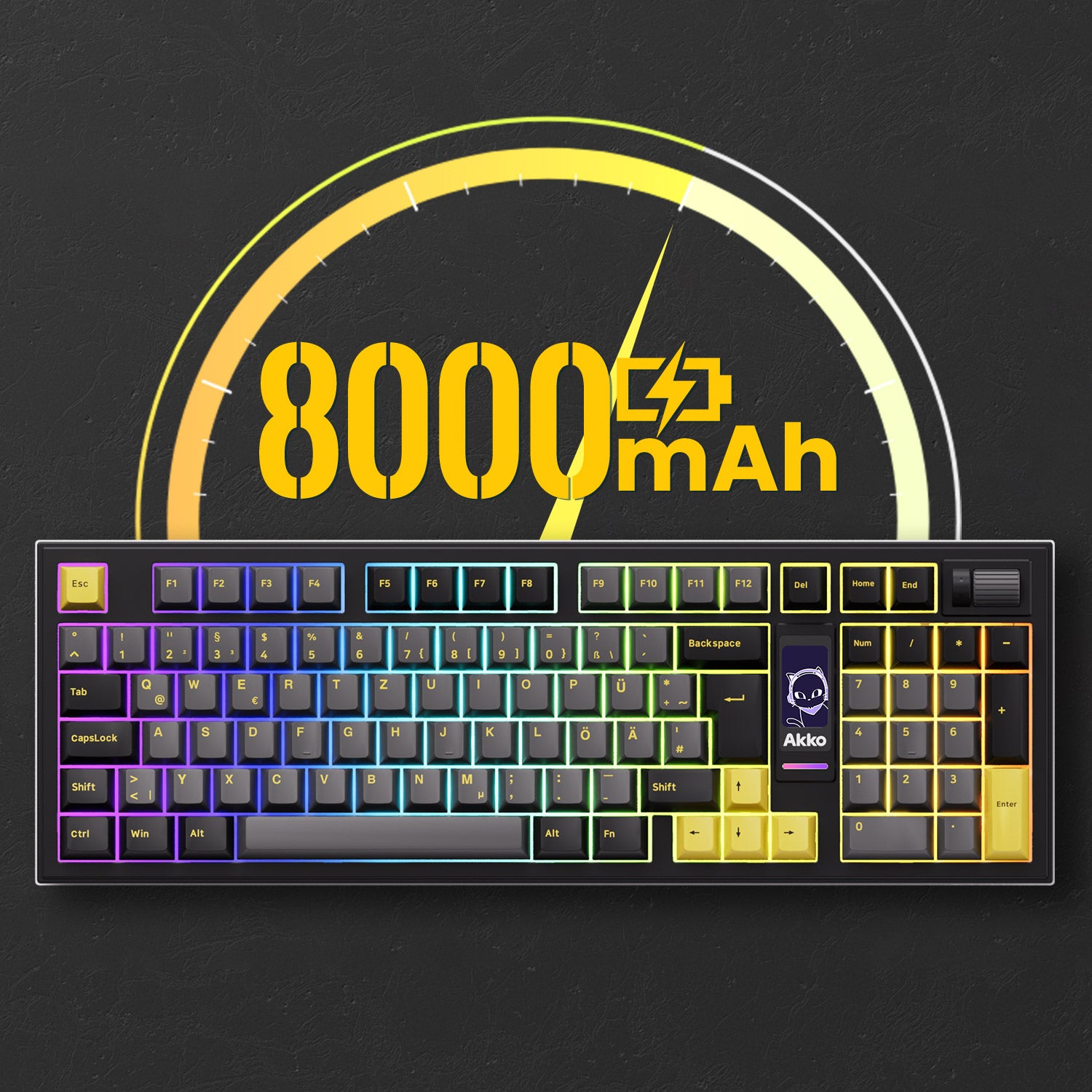 Klaviatūra AKKO 5098B Plus (Juoda/Geltona) - Akko V3 Piano Pro Switches aprašymas - Prekės nuotrauka