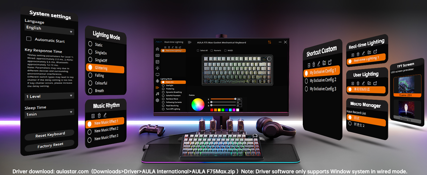 Klaviatūra Aula F75 MAX (Gradient Juodas Contour) - LEOBOG Reaper Switches aprašymas - Prekės nuotrauka