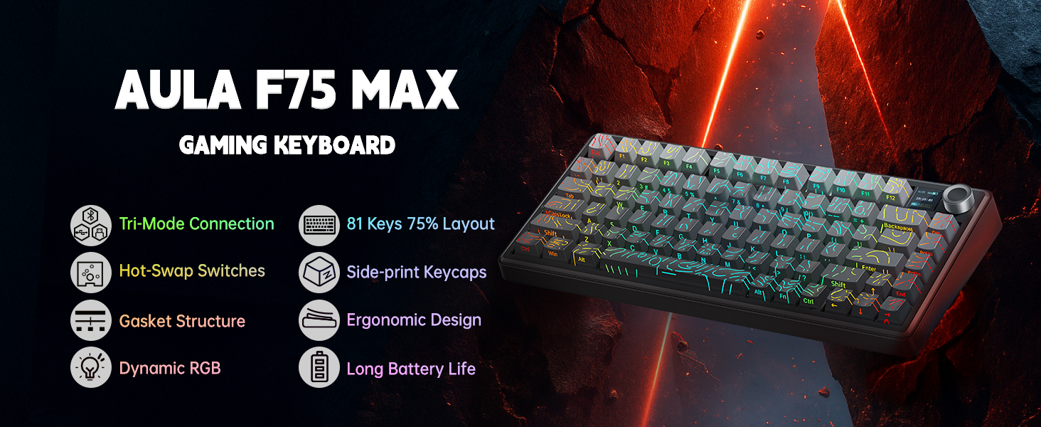 Klaviatūra Aula F75 MAX (Gradient Juodas Contour) - LEOBOG Reaper Switches aprašymas - Prekės nuotrauka