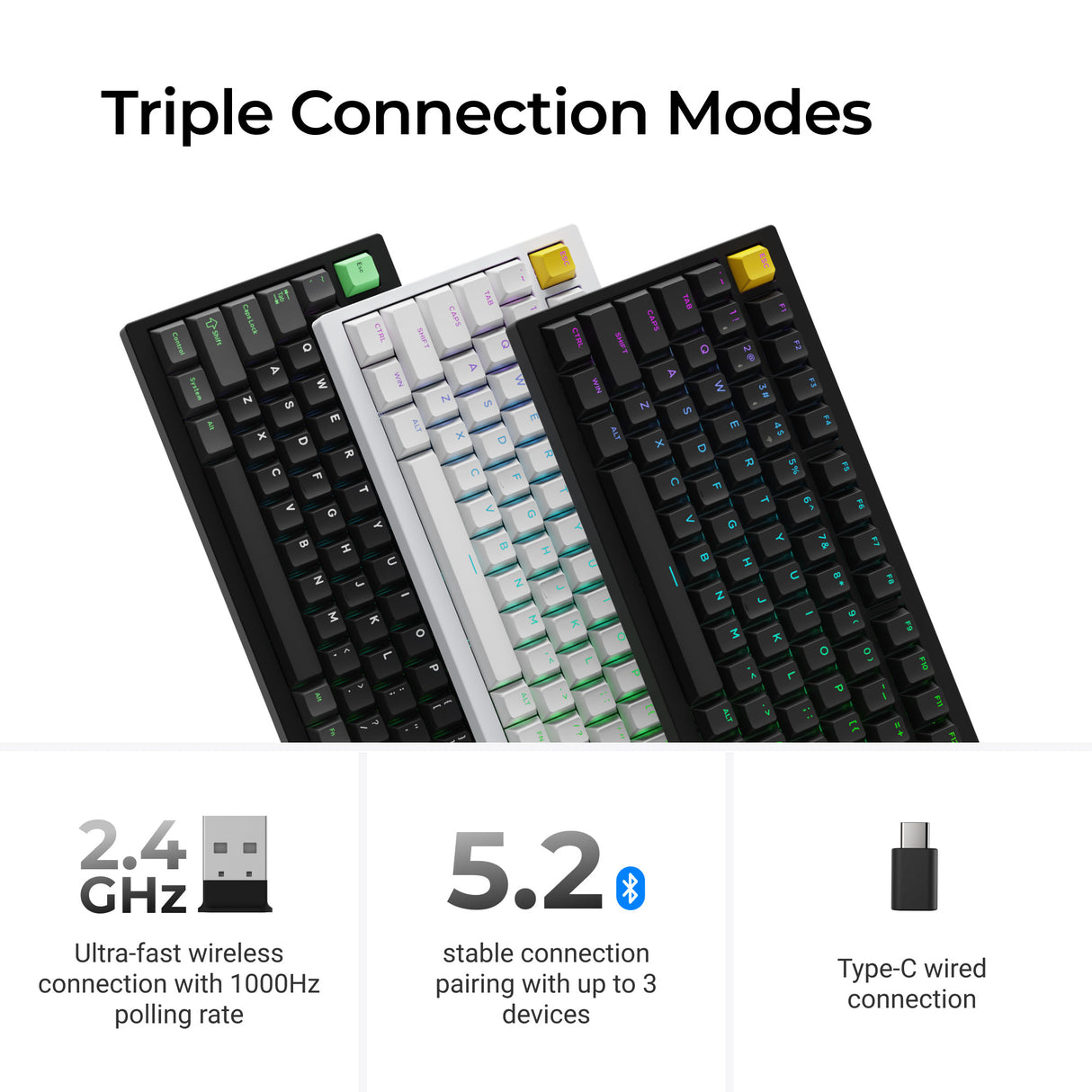 Klaviatūra Keychron Lemokey P1 Magnetinė Hall Effect (Juoda) - Gateron Double-Rail Magnetic Nebula Switches aprašymas - Prekės nuotrauka