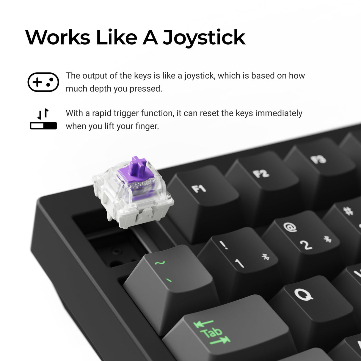 Klaviatūra Keychron Lemokey P1 Magnetinė Hall Effect (Juoda) - Gateron Double-Rail Magnetic Nebula Switches aprašymas - Prekės nuotrauka