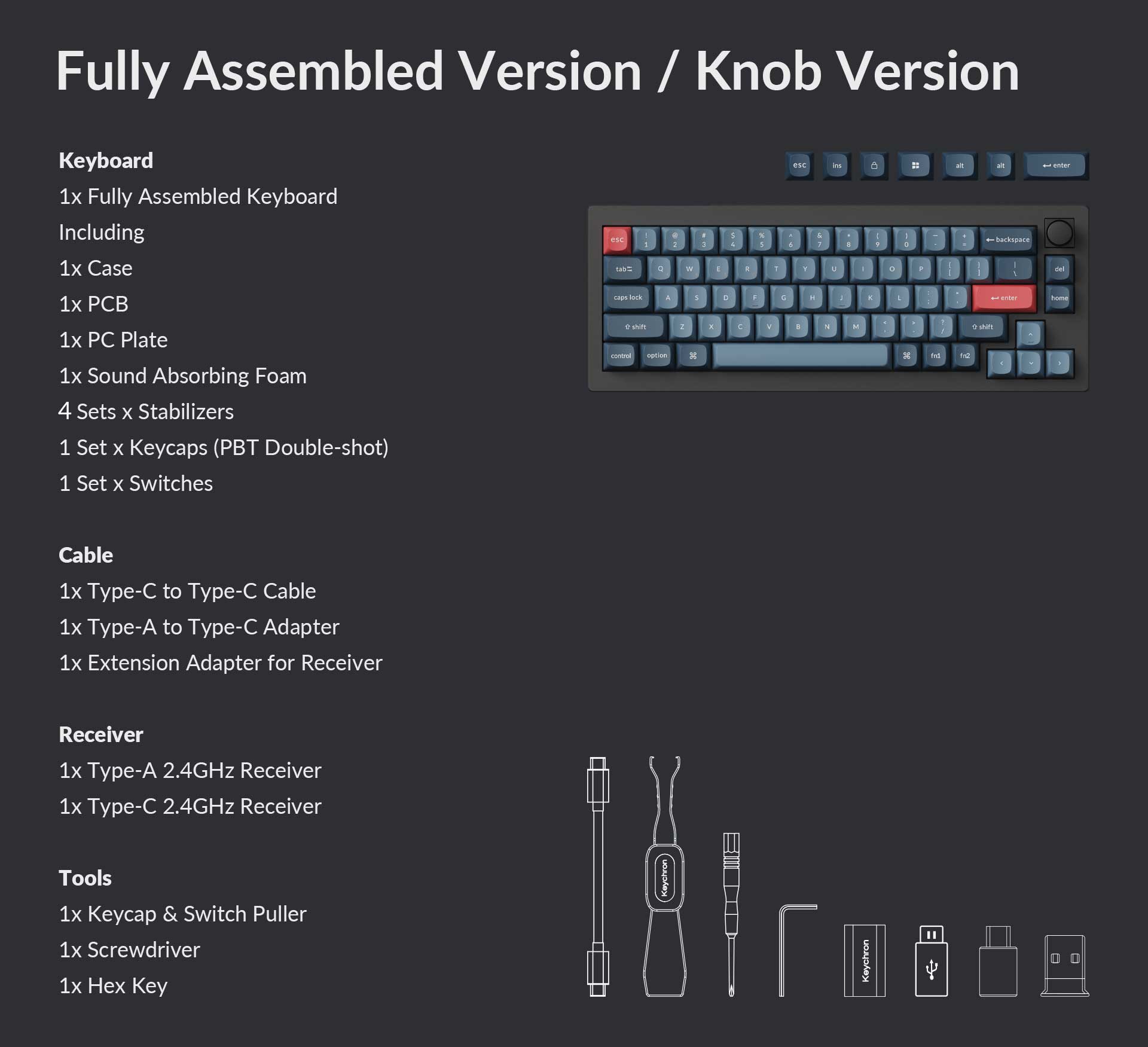 Klaviatūra Keychron V2 Max (Carbon juodas) - Gateron Jupiter Brown Switches aprašymas - Prekės nuotrauka