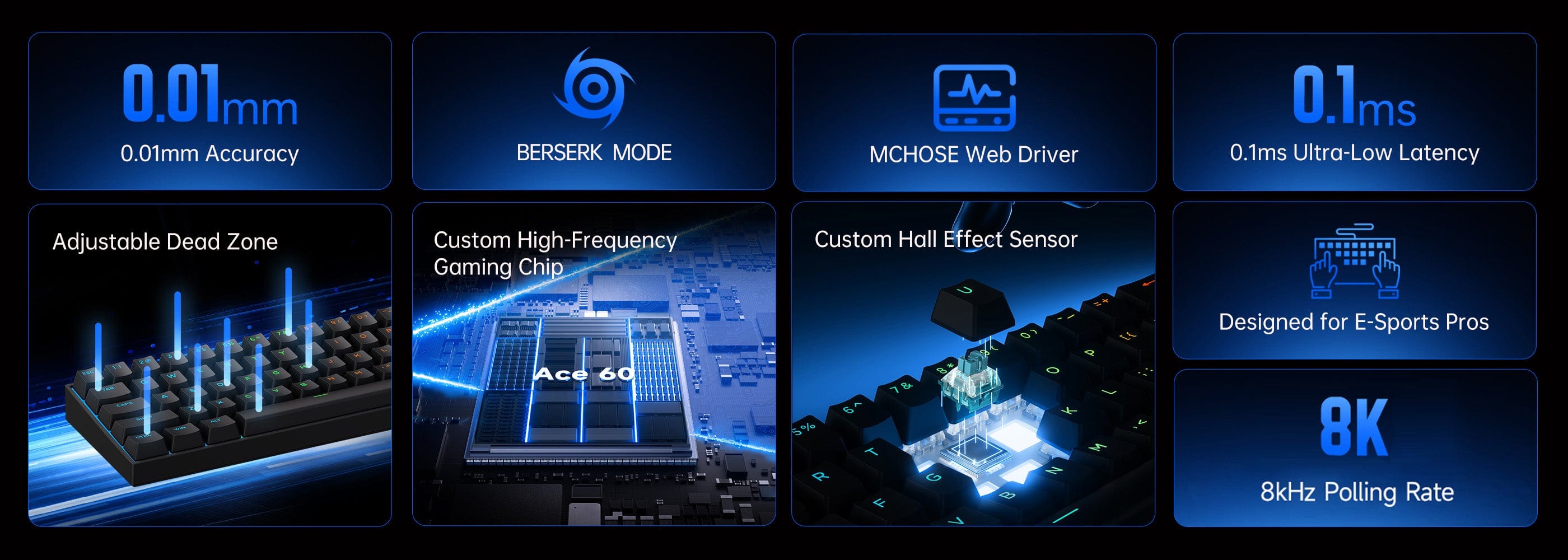 Klaviatūra MCHOSE Ace 60 Magnetinė Pro Hall Effect (Balta) - TTC Uranus Magnetic Switches aprašymas - Prekės nuotrauka