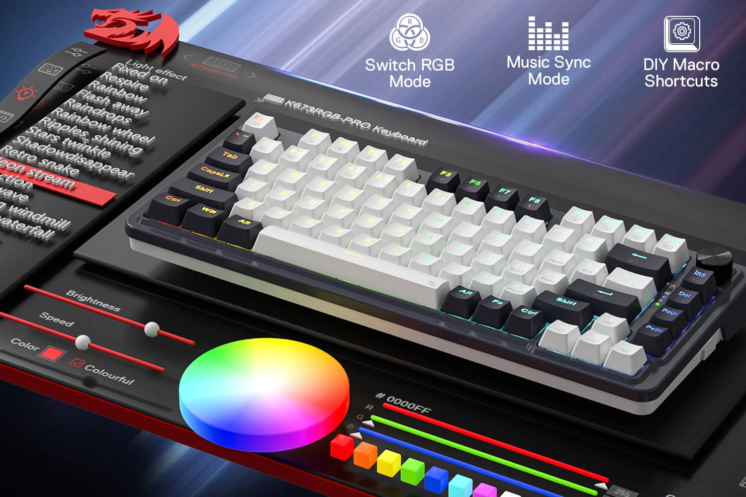 Klaviatūra Redragon Ucal Magnetic K673WB-RGB-M aprašymas - Prekės nuotrauka