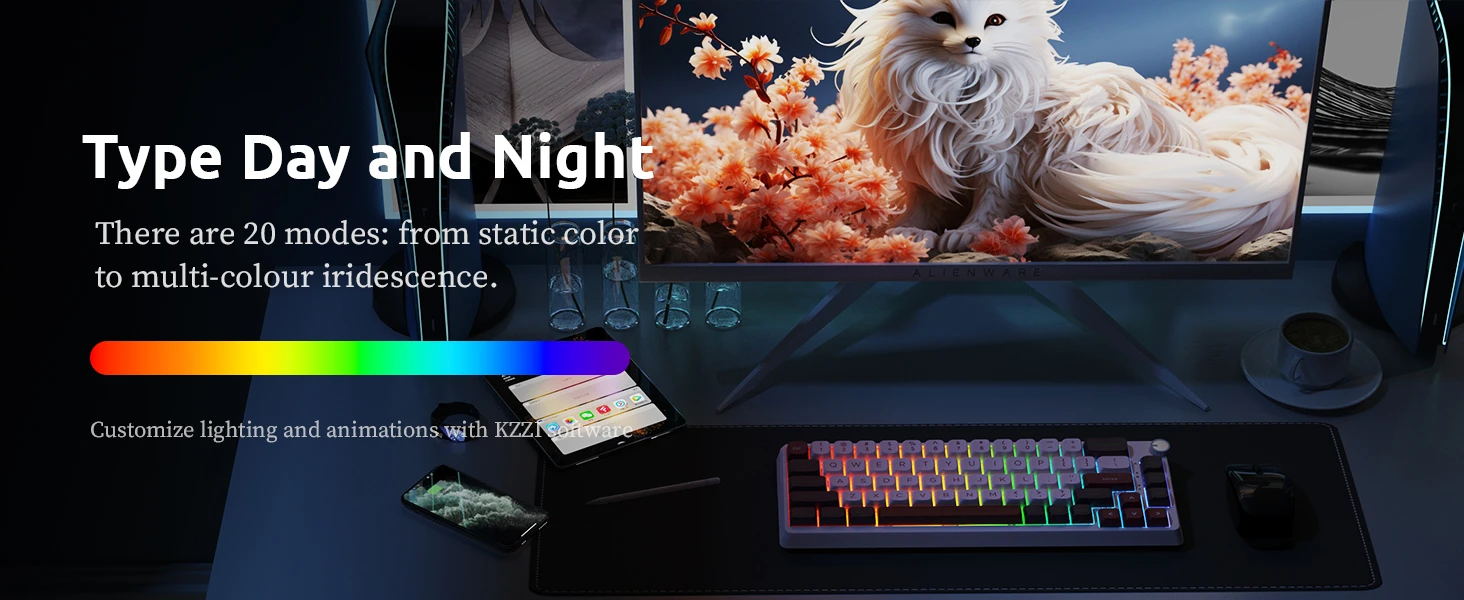 Klaviatūra Royal Kludge KZZI K68 Pro (Nezuko Violetinė) - Rainbow Switches aprašymas - Prekės nuotrauka