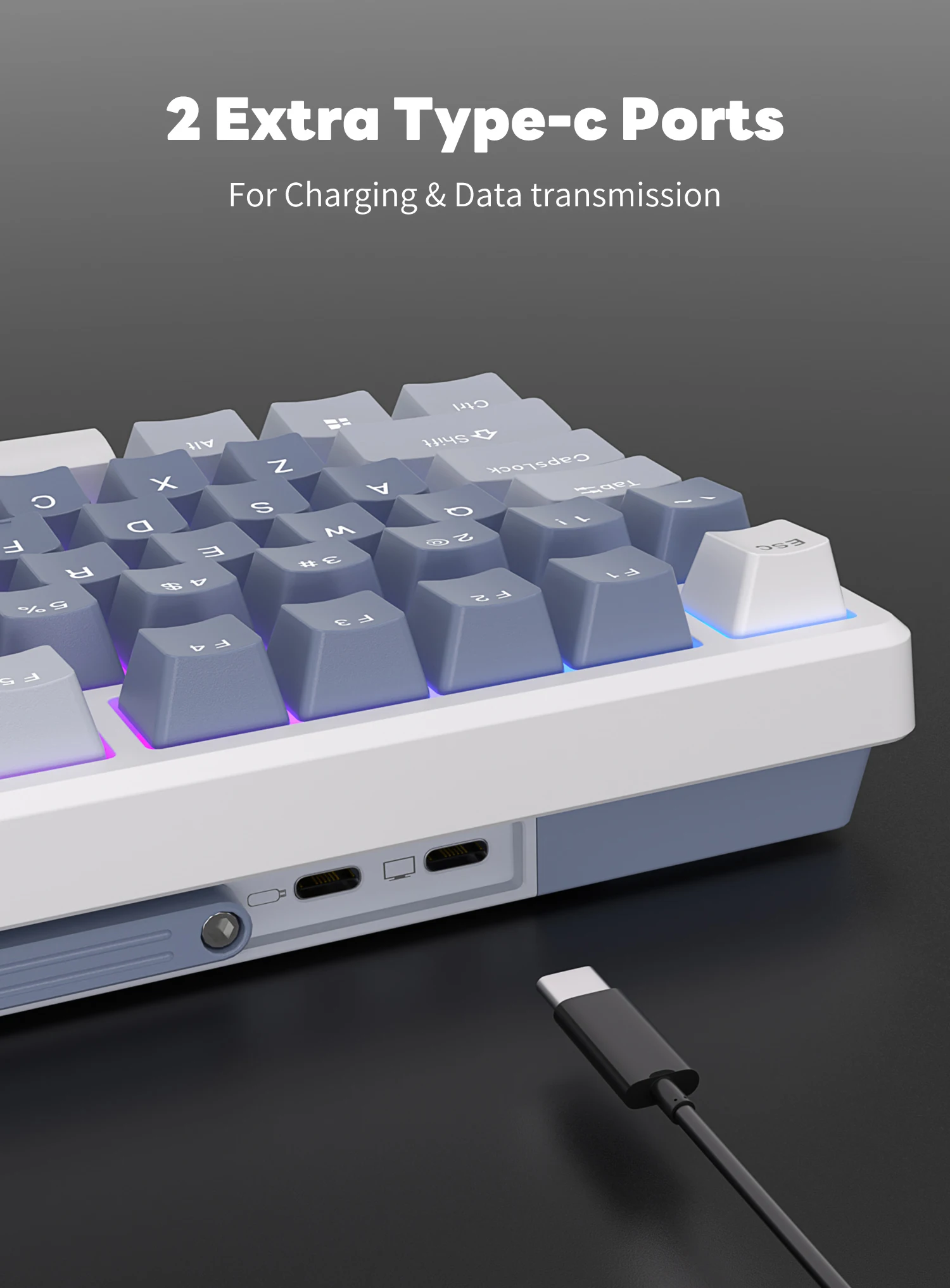Klaviatūra Royal Kludge RK M75 (Ocean mėlynas) - RK Creamy Switches aprašymas - Prekės nuotrauka