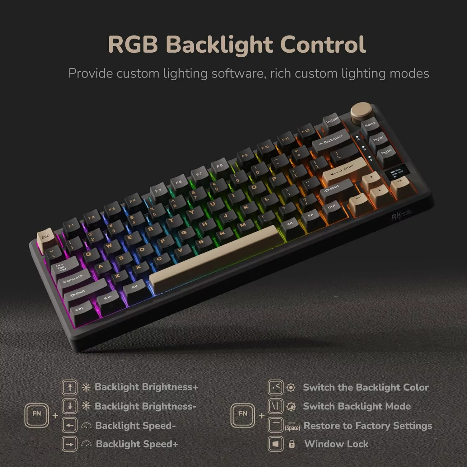 Klaviatūra Royal Kludge RK M75 (Phantom) - RK Creamy Switches aprašymas - Prekės nuotrauka
